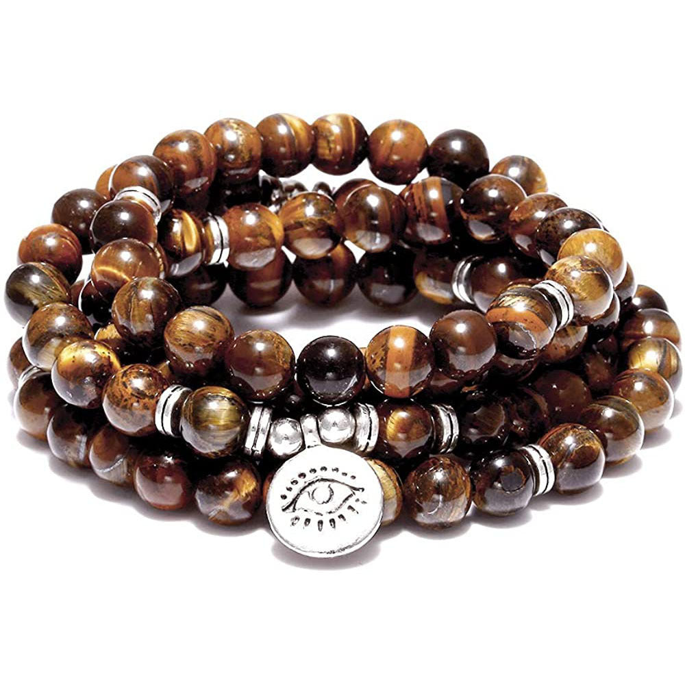 Tiger Eye Necklace & Buddha Beads Bracelet